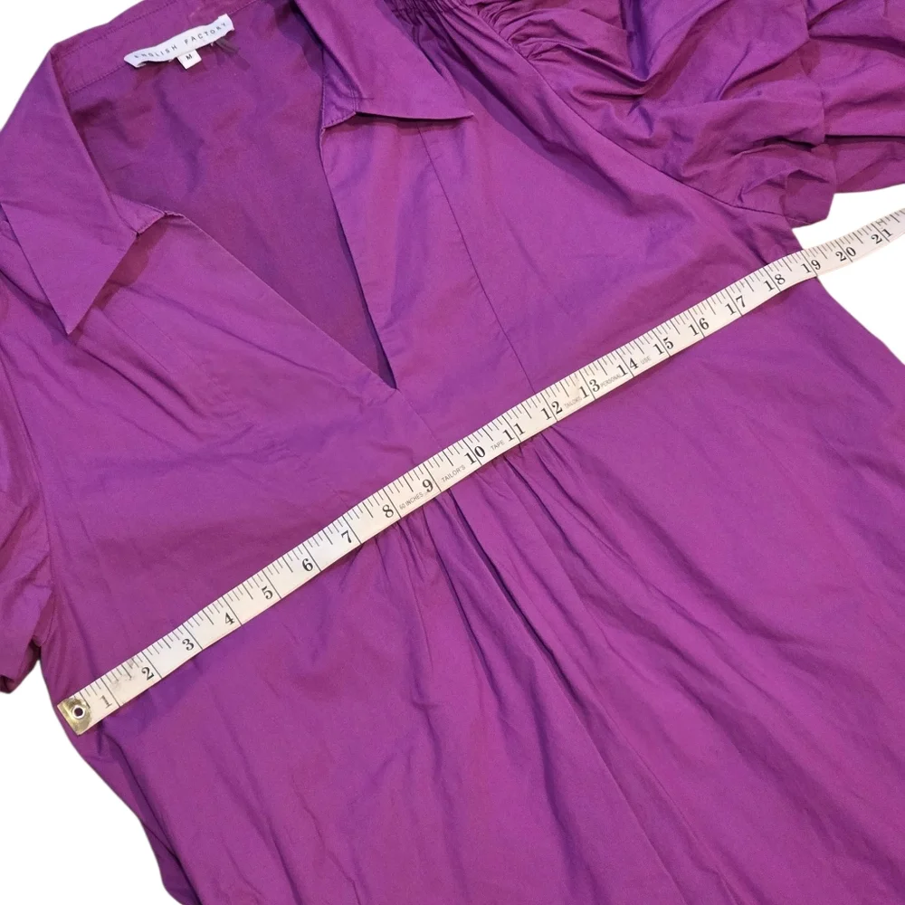ENGLISH FACTORY TIERED‎ PUFF SLEEVE DRESS PURPLE M - Picture 6 of 15